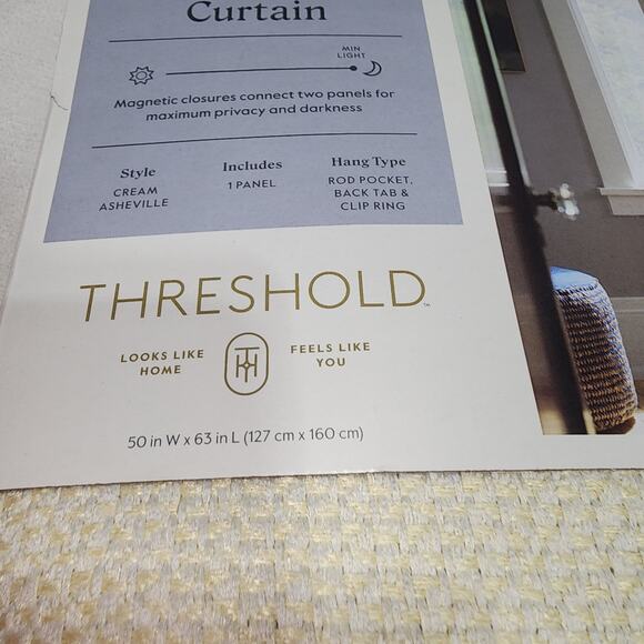 Threshold blackout curtain L 50'' x W 63'' cream Asheville - Picture 5 of 8
